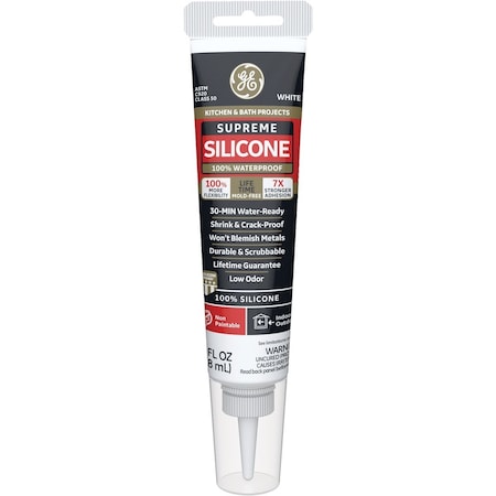 Ge Supreme Silicone Kitchen & Bath Sealant- Squeeze, White, 2.8 Oz. 2823400